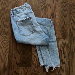Good American Light Wash Distressed Skinny Stretchy Jeans by Khloe K Size 14 32